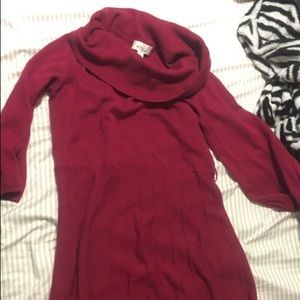 Maroon turtle neck sweater dress